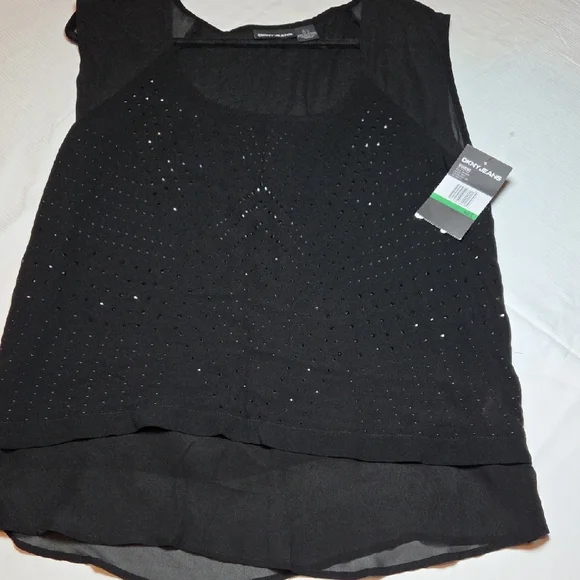 DKNY JEANS Black Layered Blouse,ZISE L - Picture 1 of 7
